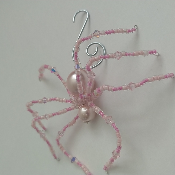 Handmade Pink Glass and Crystal Beaded Spider - Picture 3 of 3